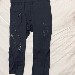 2XU Mens Hyoptik 3/4 Compression Tights, Steel/black Reflective